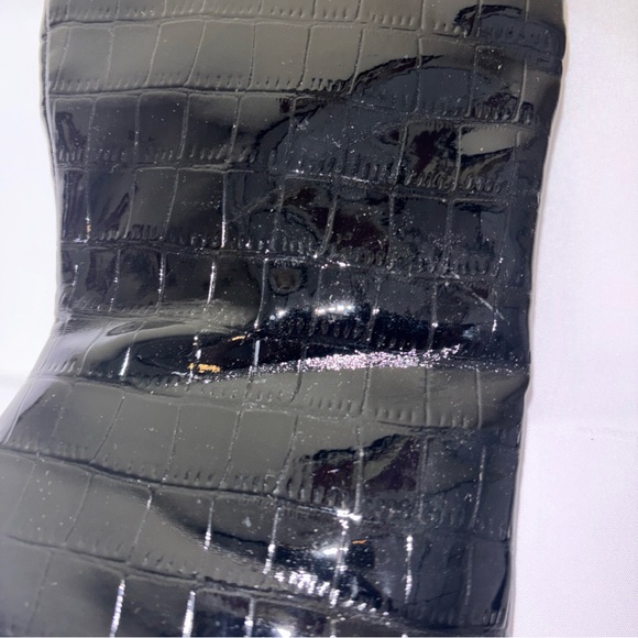 ECU Princess Polly Faux Black Patent Leather Crocodile Boots 7 New No Box - Picture 4 of 4